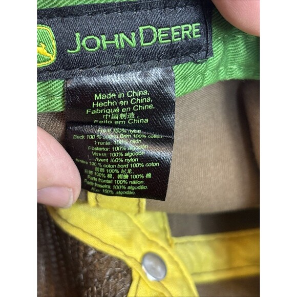John Deere Distressed Brown Cap With Green Bill Snapback Hat Country Farm - Picture 9 of 10